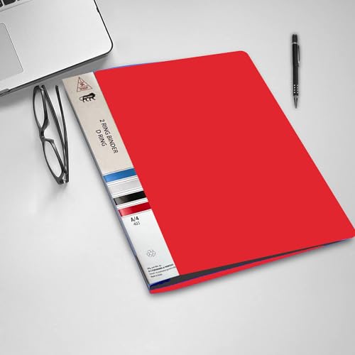 Image of 2D Ring Binder File| Durable Polyethylene File Folder Document for Professional Use| Holds Upto 250 Sheets (Blood Red, Pack of 10)