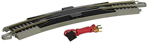 Bachmann Trains - Snap-Fit E-Z TRACK 18โ RADIUS CURVED TERMINAL RERAILER w/WIRE (1/card) - NICKEL SILVER Rail With Gray Roadbed - HO Scale