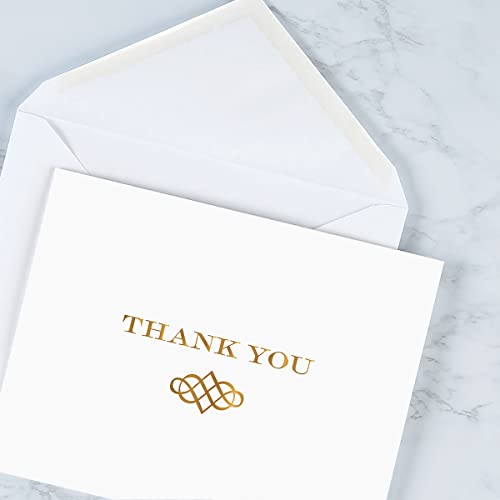 Image of Fine Stationery White and Gold Thank You Note Cards Set of 24, Envelopes Included, 4.25 inch x 5.5 inch