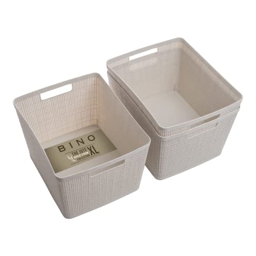 BINO Woven Plastic Basket | Large (Natural),...