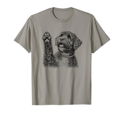 Portuguese Water Dog Raising Paw Design T-Shirt