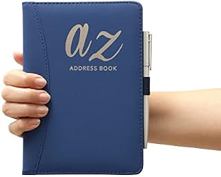 a to z Telephone Address Book A-Z Index Hard Back Cover Plus Pen A5 Addresses Book Home Office Work (Navy)