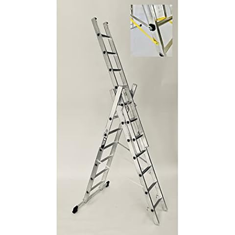 Triple Section 7 Rung Combination Ladder, 2.0m, Aluminium, Free Standing Step & Extension Ladder in One, EN131, ST-C2007 Cover