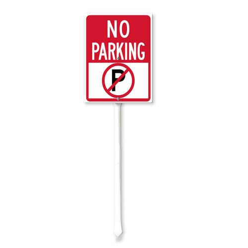 Vdenvileye No Parking Sign No Parking Yard Signs with Stakes 17.5x22cm Aluminum Outdoor Decorative Rust-Resistant Sturdy for Outdoor Use Easy to Install