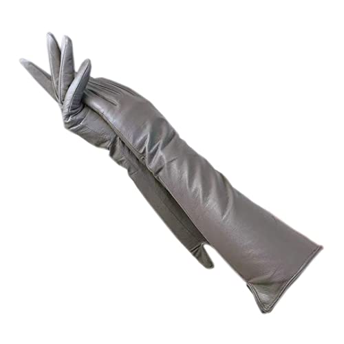 Guantes de Piel de Oveja para Mujer de Invierno 40-42 Cm Guantes de conducción de Cuero con Manga de Brazo par