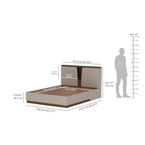 Image of Wakefit Bed | 3 Yr Warranty | Bed Queen Size, Comes with Storage Box, Noise-Free, Density: 680-750 kg /m, Termite & Borer Resistant, Fits Mattresses Up to 8 inches (Kora 78 x 60 - Columbian Walnut)