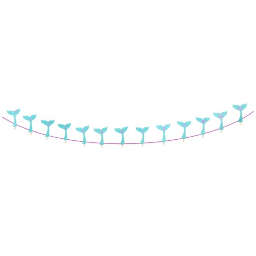 CORHAD Elegant Mermaid Birthday Banner Photo Folder Fish Clips Sturdy String for Easy Hanging Indoor/outdoor Use