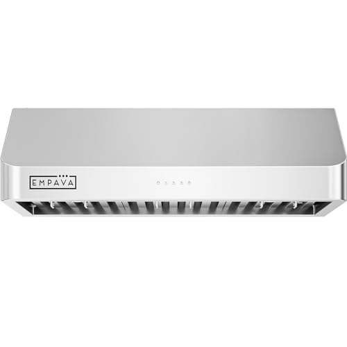 Empava Ducted/Ductless Range Hood 36 Inch Under Cabinet, Dual Sealed Aluminum Motor, Push Button Control 3-Speed, 500 CFM, Stainless Steel (Charcoal-Filter Sold Separately)