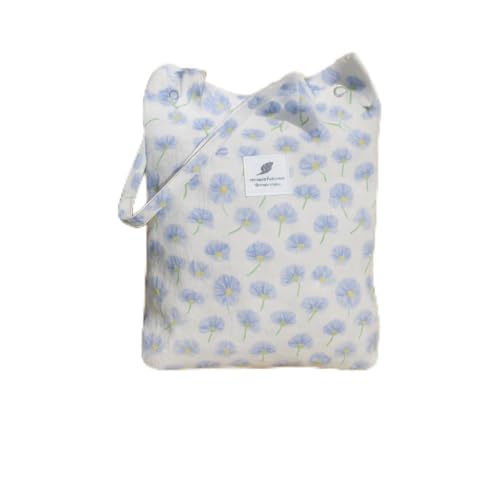 Bolsa feminina de veludo cotelê - Bolsa de ombro minimalista elegante com alças duplas, bolsa de lona espaçosa para viagens e uso diário, Flores roxas