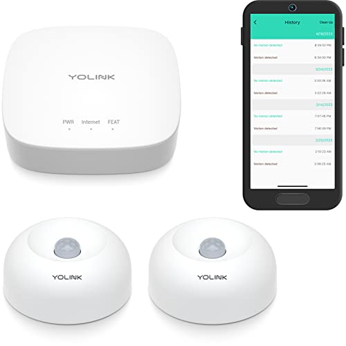 Image of YoLink LoRa 1/4 Wireless Range Smart Motion Sensors, Indoor Motion Detector, Alexa, IFTTT, Movement Detector App Alerts Remote Monitor, 2 Pack, YoLink Hub Included