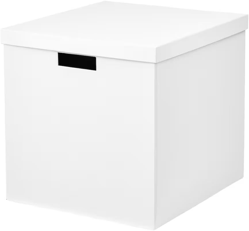 TJENA 32x35x32 cm A4 Size Home/Office White Storage Box with Lid (Perfect for papers, newspapers, photos or other memorabilia)