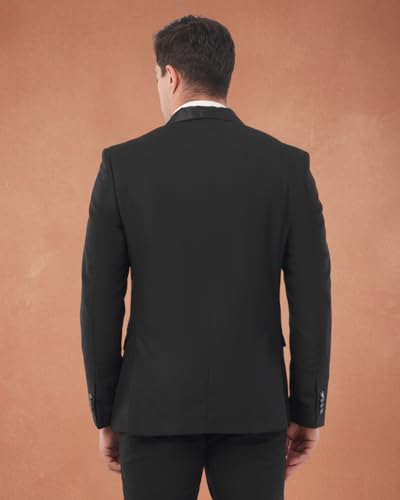 Image of SaintX Men's Premium Tuxedo Casual Blazer | Italian Slim Fit | Fully Lined | Shawl Collar | Stretchable Fabric | Designer Coat | Suitable for All Occasions (JK02)
