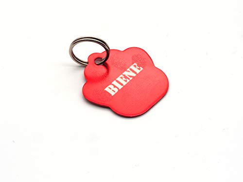 Colgante para Perro con Grabado Personalizado - Marca Animal Perro, Gato Negro, Azul, Amarillo, Rojo de Aluminio - Grabado en la Parte Delantera y Trasera - Incluye Llavero Cover