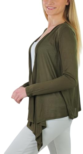 Image of ToBeInStyle Womens Open Front Long Sleeve Lightweight Asymmetrical Draped Cardigan with Side Pockets