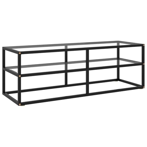 Homgoday Mueble para TV Negro con Vidrio Templado Negro 120x40x40 cm Mueble de Salon, Juego de Muebles, Mueble de TV con Estilo