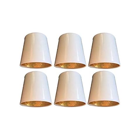 Upgradelights Set of Six White with Gold 5 Inch Clip On Chandelier Lampshades Cover