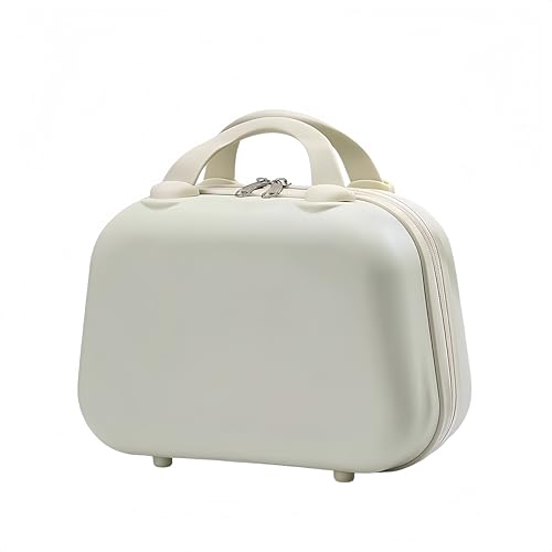 ミニスーツケース メイクケーストランクケース ハンドバッグ キャリーバッグ ミニトランク 防水 大容量 軽量 かわいい 出張 旅行 機内持ち込み ジッパー 伸縮性のあるバックデザイン パーティション (ホワイト)