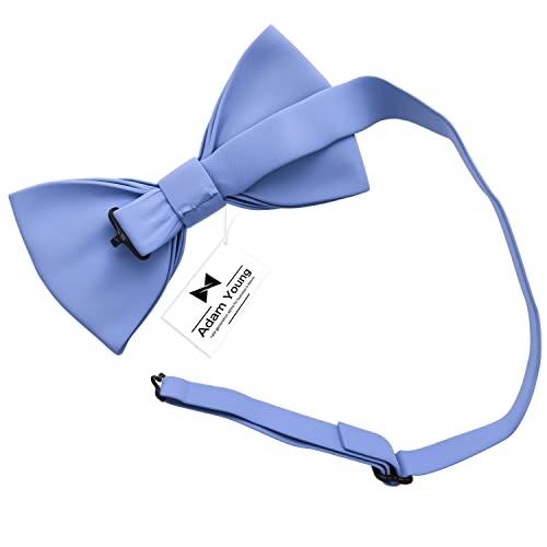 Image of Adam Young Men's Bow Ties with Handkerchief & Cufflinks Pre-Tied Style Formal Satin Classic Bowtie for Tuxedo Faux Silk