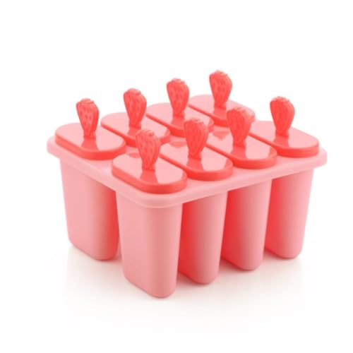 Image of BPA Free Ice Lolly and Kulfi Maker Set of 8 Reusable Popsicle Moulds Food Grade Plastic Ice Cream Popsicle Maker for Home Kitchen Multicolor (Coral Pink)