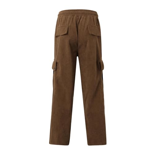 Men's Fleece Corduroy Pants with Cargo Pocket Winter Elastic Waist Joggers Sweatpants Baggy Slacks Casual4