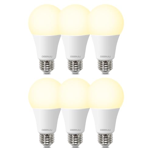 Image of DEGNJU A19 LED Light Bulbs 100W Equivalent 2700K Warm White, 1500 Lumens, E26 Base, Non-Dimmable, 13W Bright White for Bedroom Home Office, 6 Pack