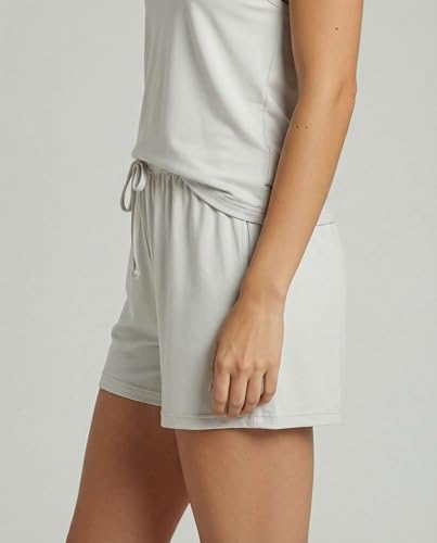 Image of Real Essentials 4 Piece: Women's Super-Soft Tank Top and Short Pajama Set - Loungewear Sleepwear (Available in Plus Size)
