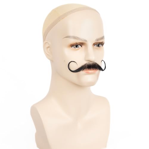 Fake Mustache Human Hair Beard DROPS TO (works on Natural Black-01-Natural Black) - image 3