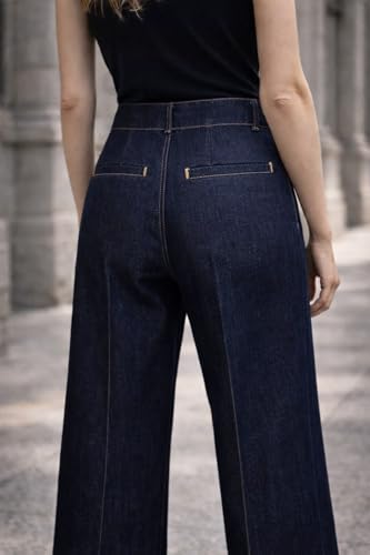 Image of Ben Martin Dark Blue Baggy Jeans for Women | Koren Style | Women,'s Loose Jean | High Waist Wide Leg Denim Jeans | Oversized Jean's for Womenss | Straight Fit Daily Casual Office Wear Women's Jeans