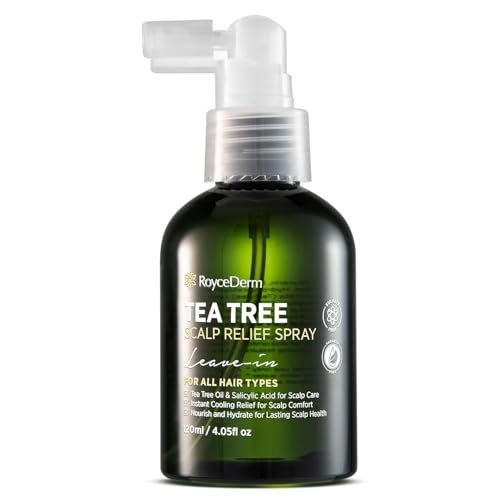 RoyceDerm Tea Tree Scalp Relief Spray: Leave-In Scalp Care für trockene, schuppige und juckende Kopfhaut – Teebaumöl-Formel für Schuppen, Komfort, Hydratation und Balance 118 g (1er Pack)