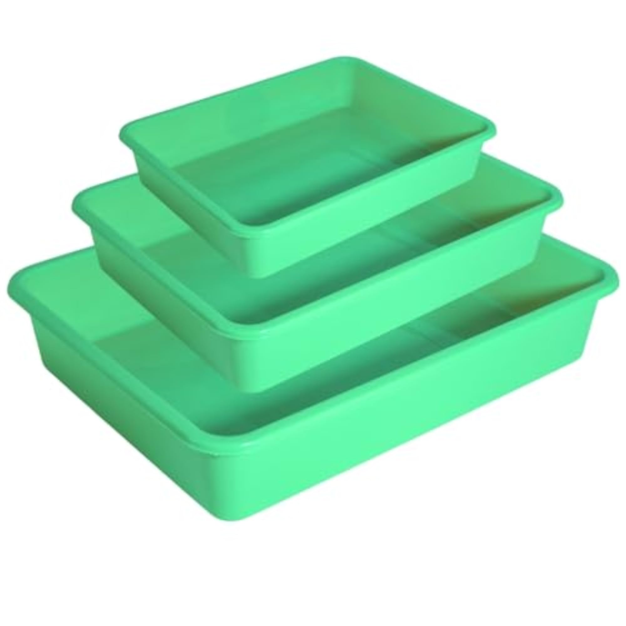 Nexa Stackable Rectangular Plastic Storage Tray Set, Durable