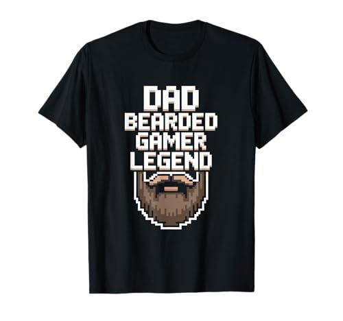 Funny Bearded Gamer Dad Gaming Dad Beard Legend Father's Day Maglietta