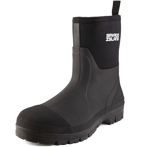 Savage Island Arran Kurze Neopren-Gummistiefel – Isolierte, warme in Schwarz und Grün