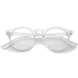 zeroUV - Retro Keyhole Nose Bridge Clear Lens P3 Round Glasses 46mm (Clear / Clear)