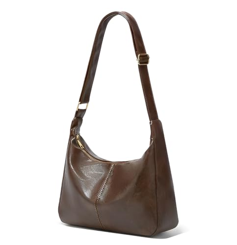 Image of GRPKSSIB PU Leather Shoulder Bags Hobo Crossbody Bag Casual Tote Handbags Women's Crescent Purse with Adjustable Strap