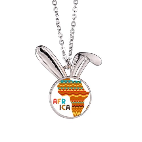 Pendentif lapin pour femme, collier chic à rayures style graphique