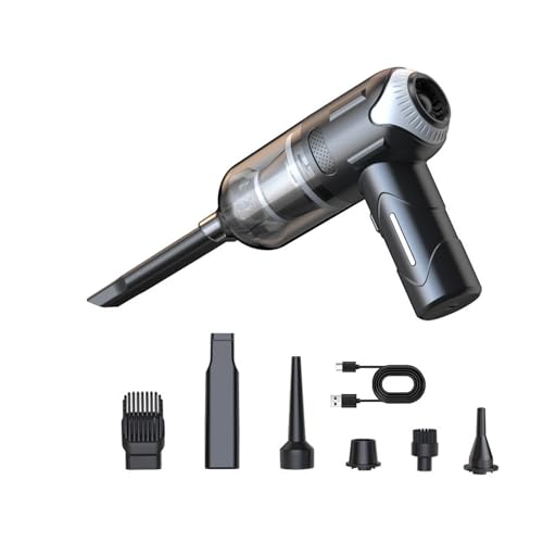 Aspirador de mano, 11 kPa, aspirador de coche potente inalámbrico 4 en 1 Soplador y aspirador, Recargable de 4000 mAh, portátil vacuum cleaner de coche inalámbrico potente para oficina, hogar (negro)