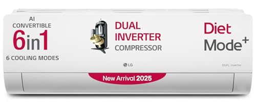 LG 3 Star (1.5) Split AC with 6-in-1 AI Convertible, Diet mode+, ADC Sensor, 100% Copper Tubes, Gold Fin+, 2025 Model (US-Q18LNXE) White