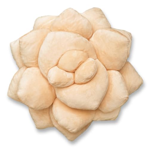 Image of Green Philosophy Co. Succulent Pillow 16 inch - Soft 3D Decorative Flower Throw Pillow, Unique Blush Peach Plush Flower Cushion, Perfect for Couch, Sofa, Bedroom Decor, Gift for Plant Lovers