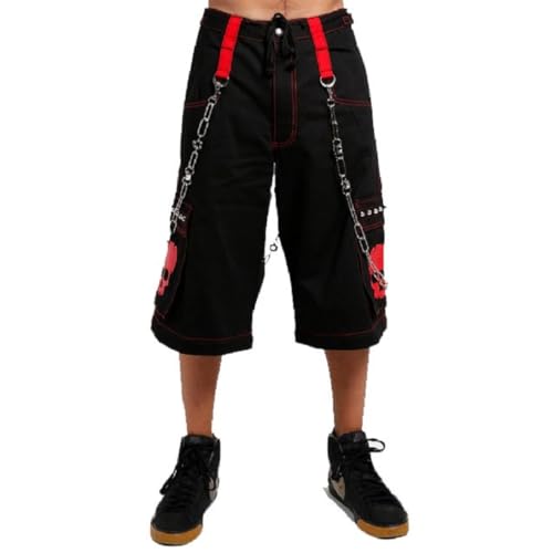 Men's Gothic Bondage Zipp Off Pants/Black & Red Skull Men Alternative Punk Rock Emo Trouser Pant/USA (US, Alpha, Medium, Regular, Regular)2