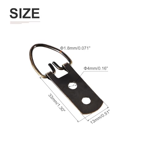 Image of DTGN 52mm x 20mm D Ring Picture Hangers Picture Frames Hanging Hanger - 10 Pcs - Good for Hanging Paintings - Picture Frame Hook Photos - Bronze Tone