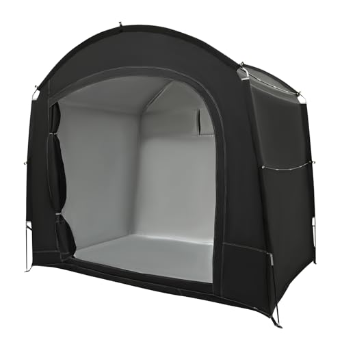 Tienda de campaña de garaje 210D Oxford tela independiente de viaje bicicleta tienda de almacenamiento negro 220 x 150 x 185 cm tienda de campaña para bicicleta al aire libre bicicleta y equipo