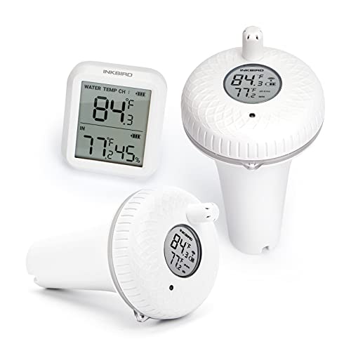 Inkbird Ibs-P01R 2 Wireless Pool Thermometers With Wireless Receiver Set Floating Easy Read, Remote Pool Thermometer For Swimming Pool, Bath Water, And Hot Tubs 2Nd Updated Generation #TOP14