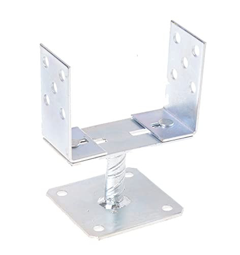 Aqbau® U-Pfostenträger verstellbar 0- 160 mm Aufschrauben Pfostenträger Verstellbar für Holzpfosten Aufschraubhülse Pfostenanker U-Form Feuerverzinkt