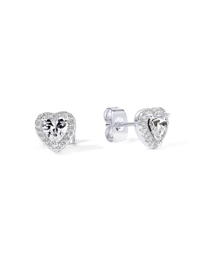 Image of PAVOI 14K Gold Plated 925 Sterling Silver Post Brilliant Round Faux Diamond Halo Earrings - Premium Cubic Zirconia