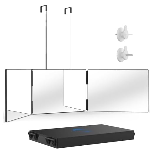 OLIBUY 3 Way Mirror for Hair Cutting, Tri-fold Mirror for Shaver and Makeup, Height Adjustable with Two Hold Nails Self Haircut Mirror can as a Gift for Men or Women