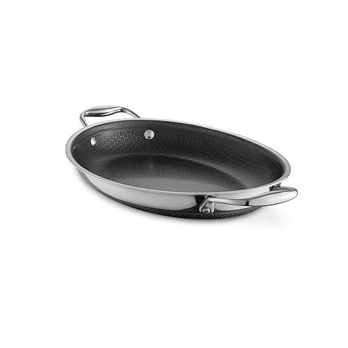 HexClad Hybrid 9x12.5 Inch Oval Nonstick Roasting Pan Dishwasher Safe