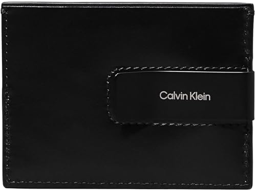Calvin Klein Uomo Porta Carte Glow Cardholder 3 Scomparti, Nero (Ck Black Leather), Taglia Unica