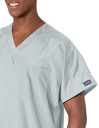 Image of Cherokee Scrubs for Women and Men Unisex V-Neck Tunic Nursing Scrub Top with Chest Pocket, Tuckable Durable Fabric - 4777 | 1 Chest Pocket For Essentials, Traditional Fit, Durable Construction, Comfortable Knit Details, Easy Care, Tuckable Style