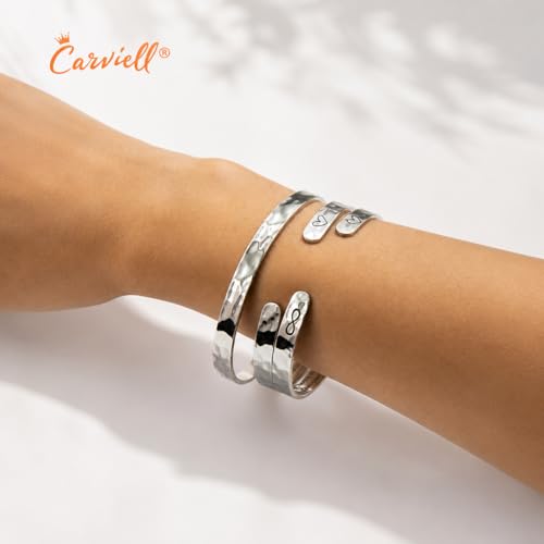 Carviell Bracelets for Women – 100+ Meaningful Engraved Messages – Solid 316L Surgical Stainless Steel Cuff Bracelet – Gift Ready - Image 2