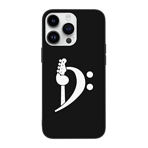 Bass Clef Bass Guitar Specially Designed for iPhone 14 Pro Max Protective Case-14 Pro Silicone Protection 6.1/6.7 in Mobile Phone Case Black